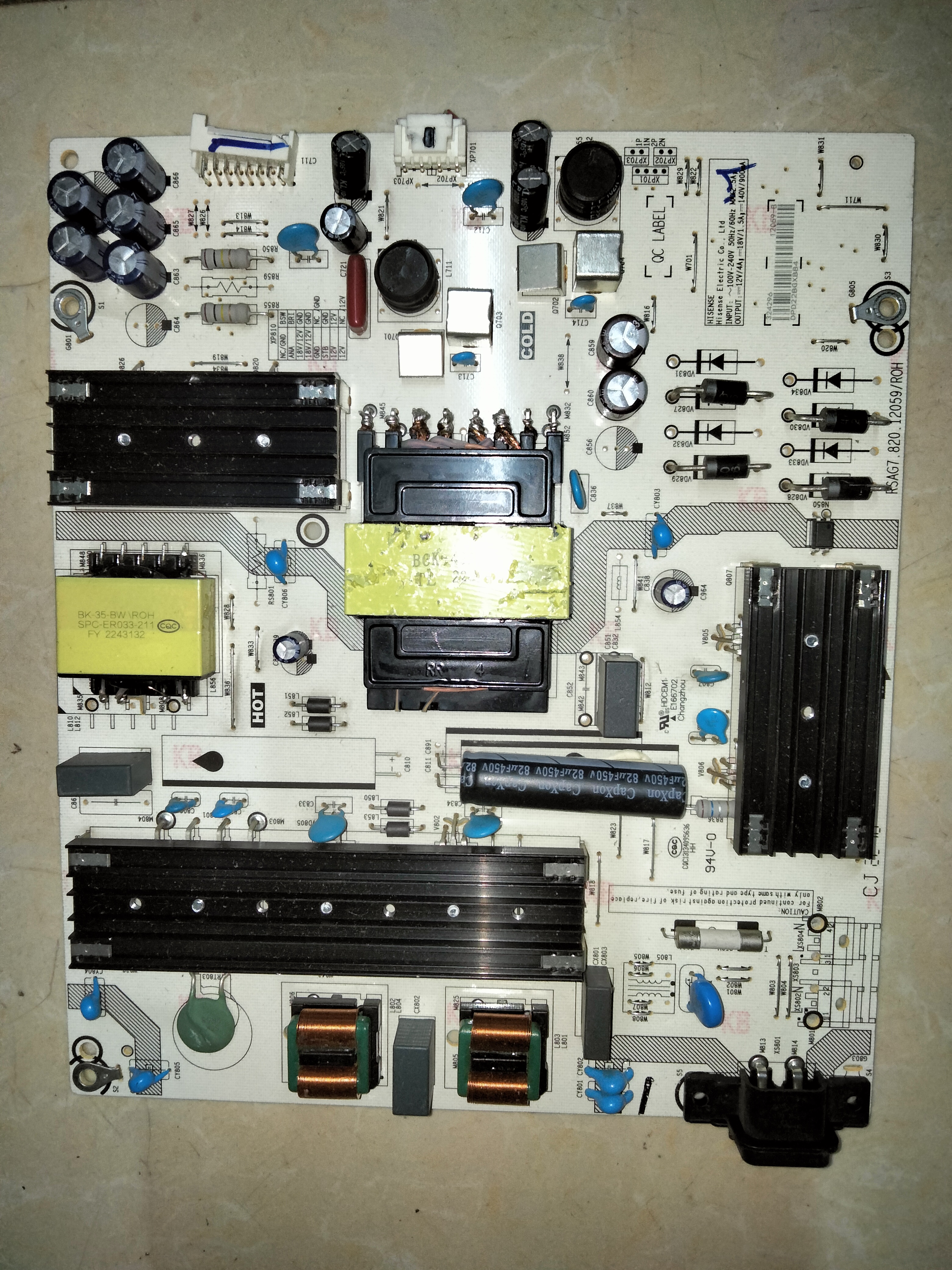 原装海信75A55A 75E3F 电源板RSAG7.820.12059 324296 12059-B