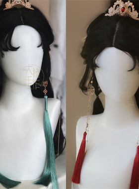 大猪手作原创古风红黑色穗子发钗发簪流苏耳挂红色新年汉服头发饰