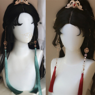 大猪手作原创古风红黑色穗子发钗发簪流苏耳挂红色新年汉服头发饰