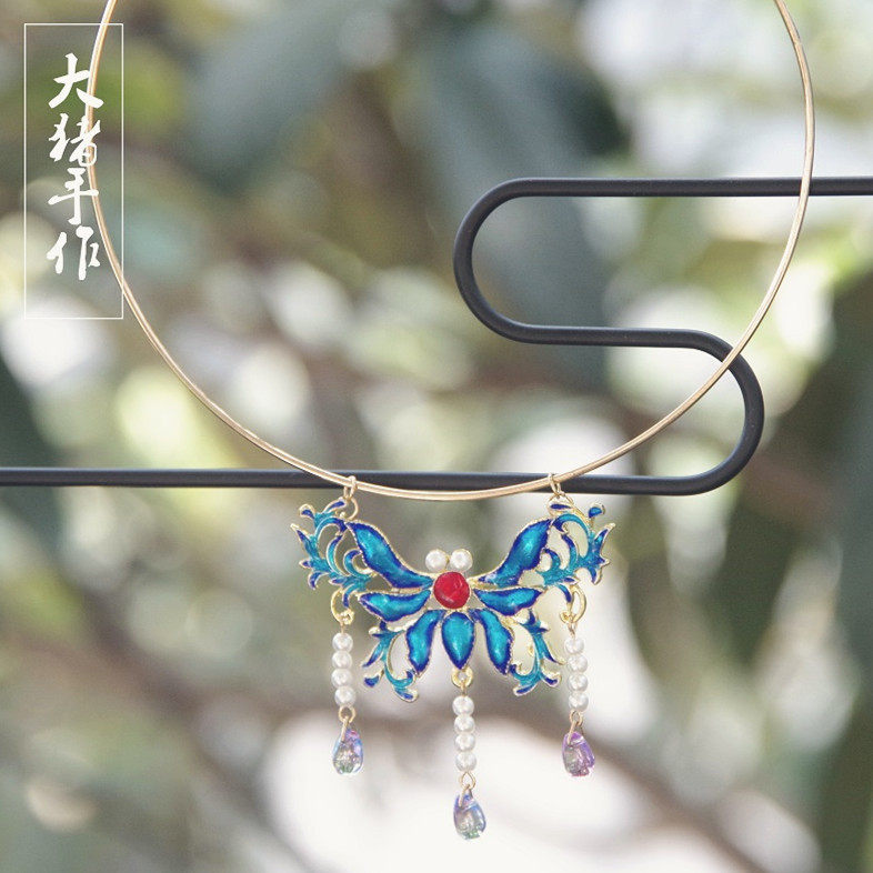 大猪手作原创手工汉服璎珞项圈烧蓝蝴蝶珍珠古风项链锁骨链百搭|ruв категории Украшения,ювелирные изделия, ожерелье - от Buy2taobao.com для оказания профессиональной услуги покупки агента Taobao