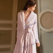 2025新款 凯朱莉性感睡衣女款 冬季 法兰绒睡袍蕾丝气质长裙浴袍晨袍