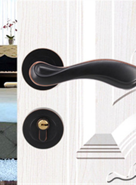 黑红古分体锁室内木门通用型把手卧室家用太空铝静音美式房门锁