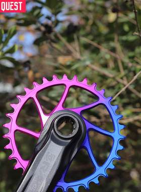 PASS  QUEST3mm赛脸RACEFACE直装正负齿单盘TURBINEAEFFECT渐变色