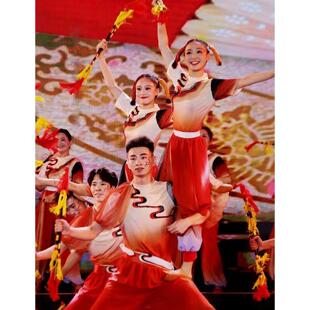 原野大地舞台现代舞船夫舞蹈服装农民保卫黄河演出服合唱表演服男