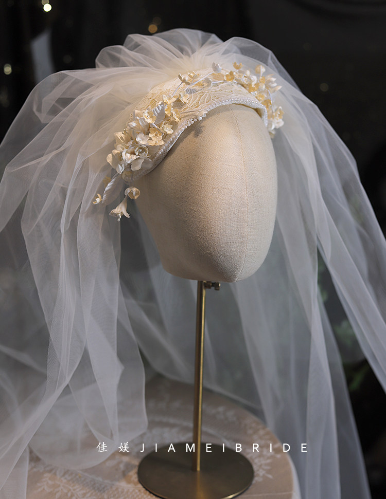 新款唯美气质森系铃兰碎花新娘发箍头纱手工婚纱礼服影楼旅拍配饰