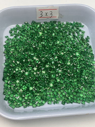 天然沙弗莱裸石戒面方形3*3mm精工火彩好戒指吊坠项链（多样发一