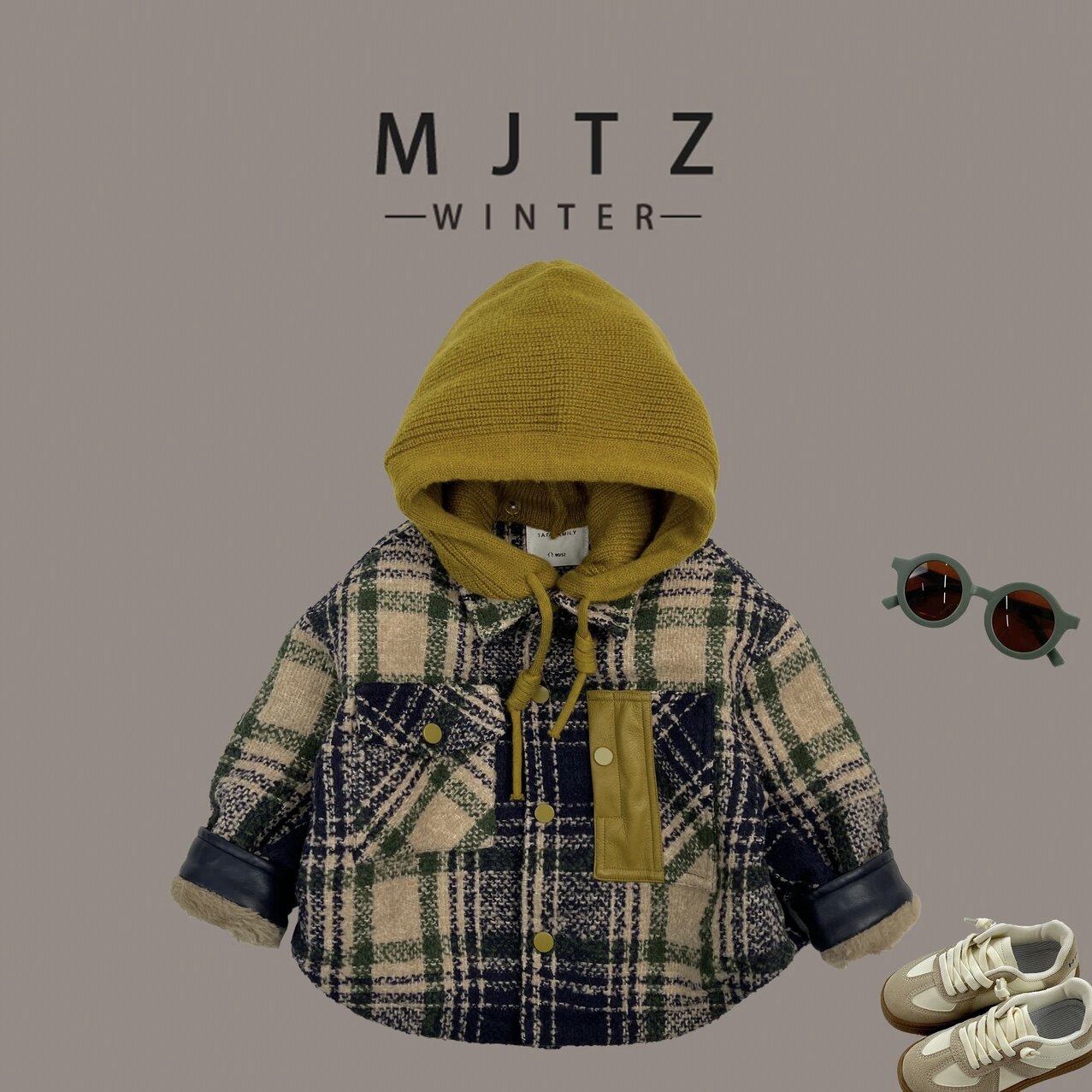 儿童宝宝外套2025春秋新款时尚加绒休闲格子连帽加绒加厚外套男女,童装/婴儿装/亲子装,普通外套,淘宝优惠券,粉丝福利购,淘宝优惠卷