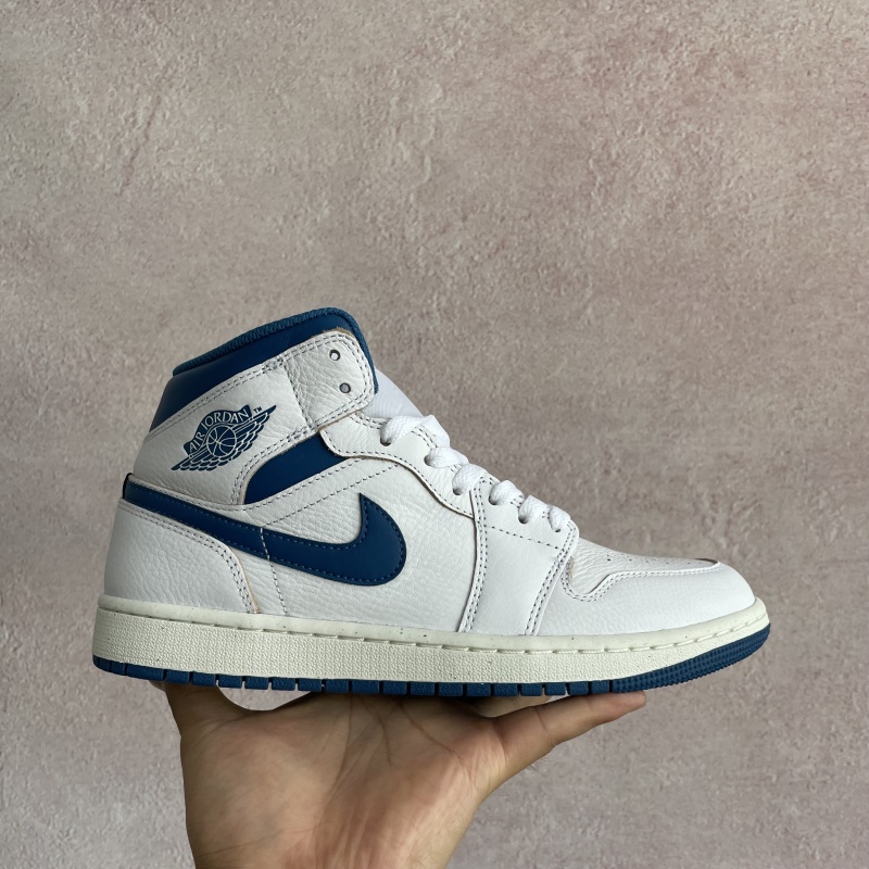 Air Jordan 1 Mid AJ1 白蓝 中帮复古篮球鞋 FN5215-141