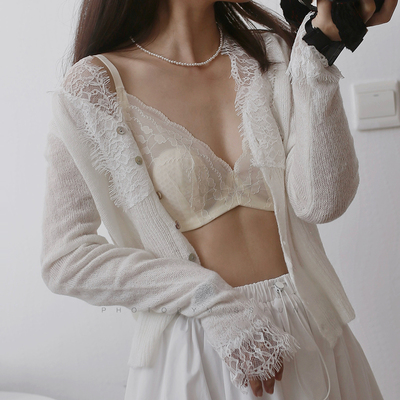 轻薄蕾丝显小软钢圈文胸罩防下垂