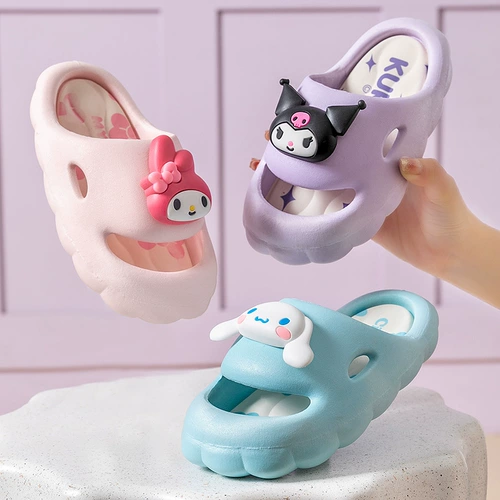 Sanrio, мультяшные нескользящие ультрамягкие милые детские мюли на платформе для школьников и студентов, подходят для носки на улице