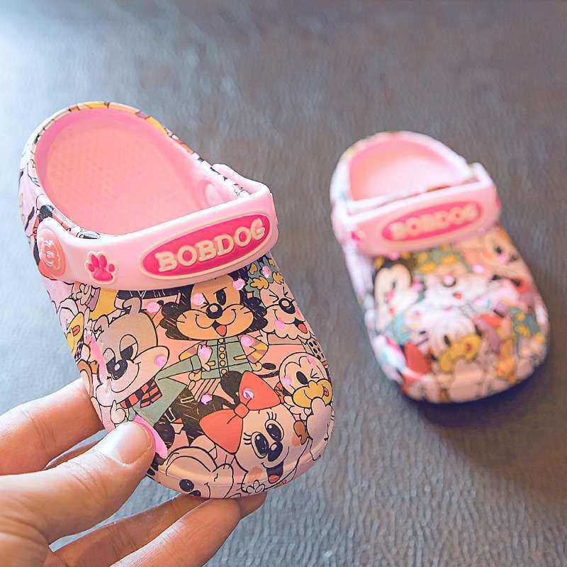 巴布豆夏季婴幼儿透气宝宝凉拖鞋防滑软底防臭新款小童洞洞鞋包头