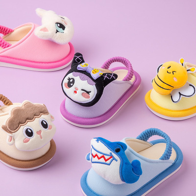 儿童新款布拖鞋女童秋冬后绑带男