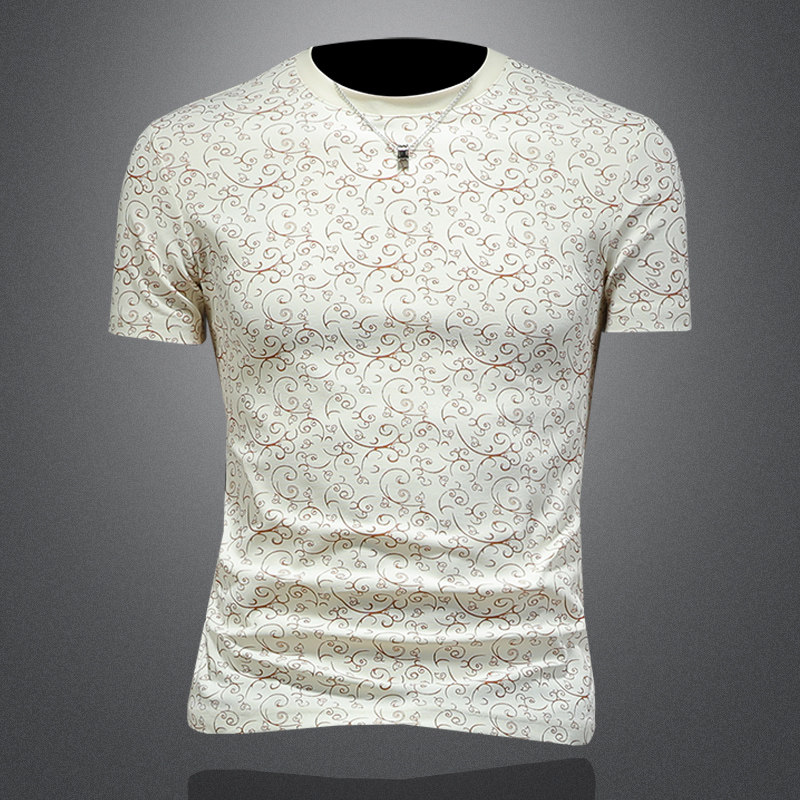 2026花色男士圆领短袖T恤-D252-2986P60镂空图，男装T恤，电商D252