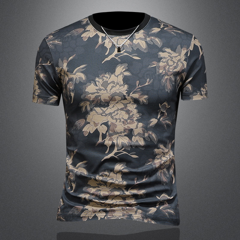 2026花色男士圆领短袖T恤-D252-2980P60镂空图，男装T恤，电商D252