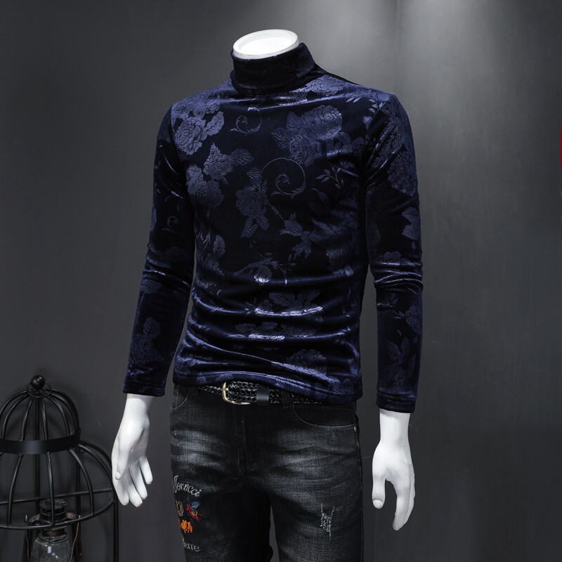 2025冬款韩绒加绒加厚高领打底衫-电商D252-59082P95假模M-4XL,男装T恤,电商D252
