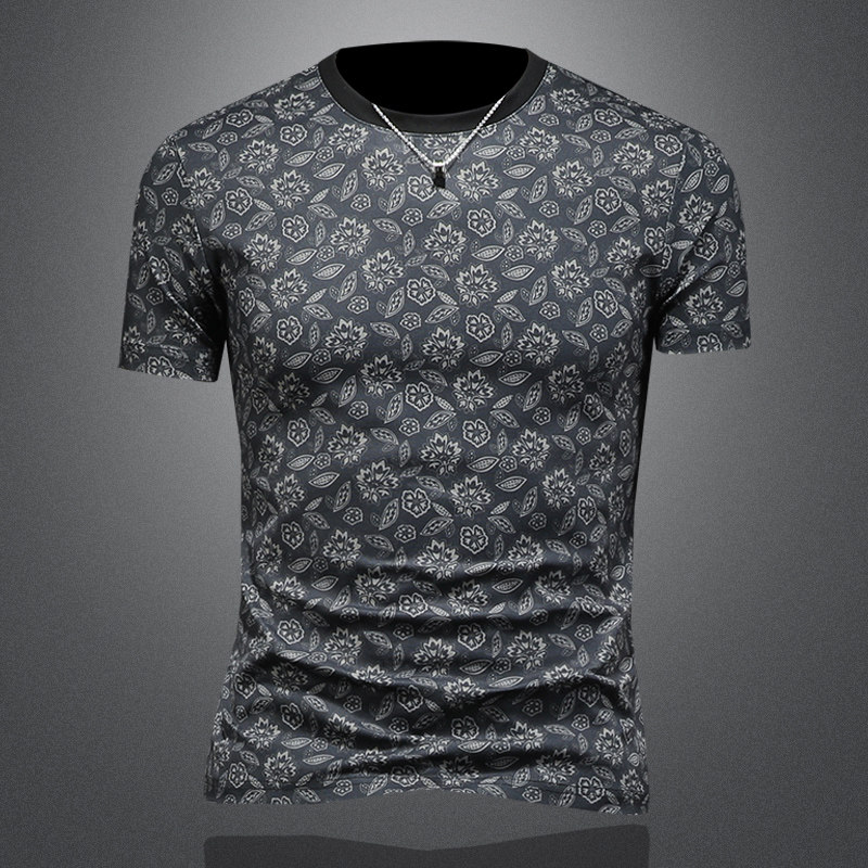 2026花色男士圆领短袖T恤-D252-2979P60镂空图，男装T恤，电商D252