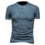 2026夏款花色男士圆领短袖T恤-D252-2970P60镂空图，男装T恤，电商D252