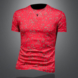 2026夏款花色男士圆领短袖T恤-D252-2970P60镂空图，男装T恤，电商D252