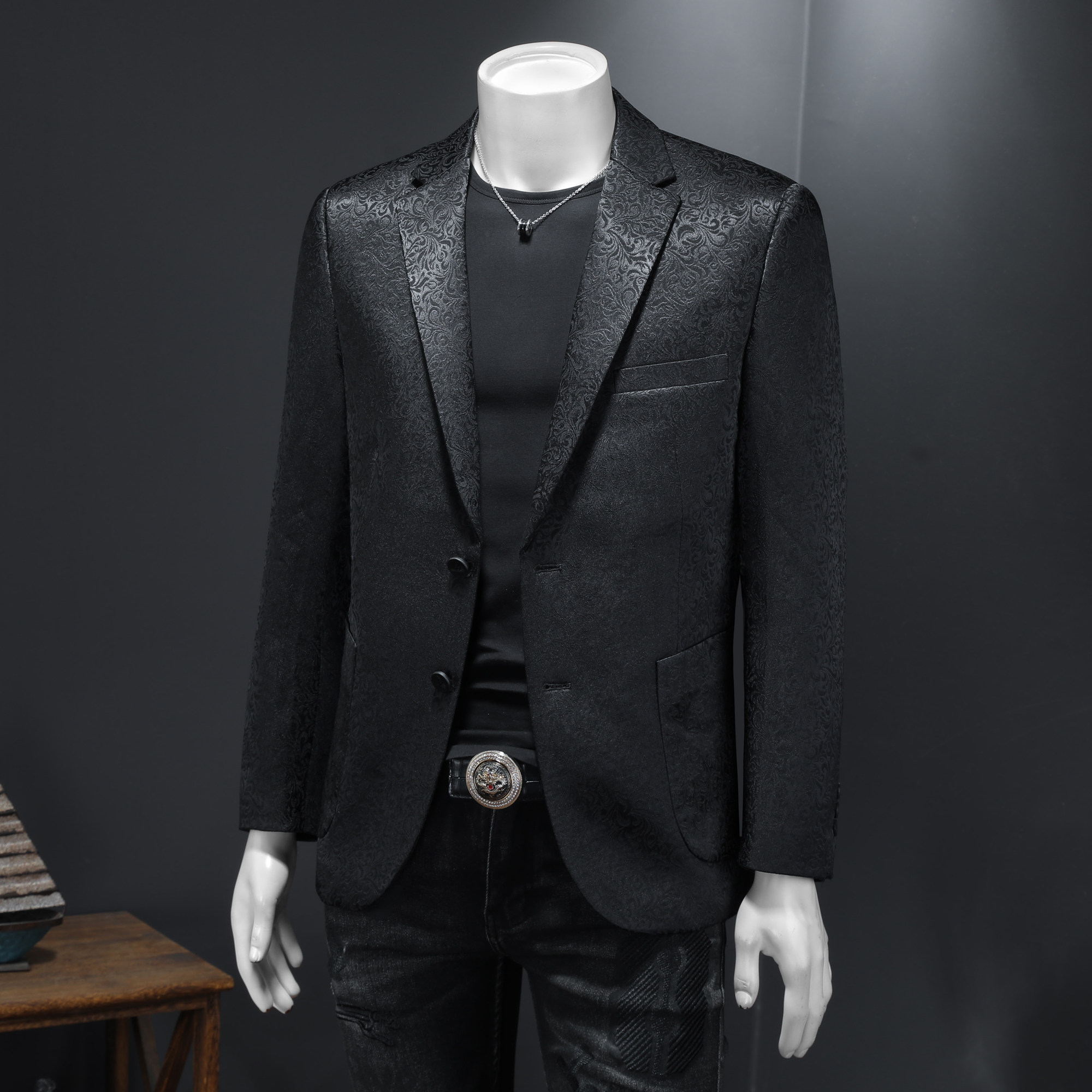 2025秋款男士提花修身西服外套-电商D252-6862P165假模,男装西服,电商D252