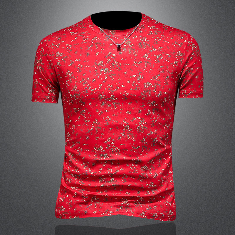 2026夏款花色男士圆领短袖T恤-D252-2970P60镂空图，男装T恤，电商D252