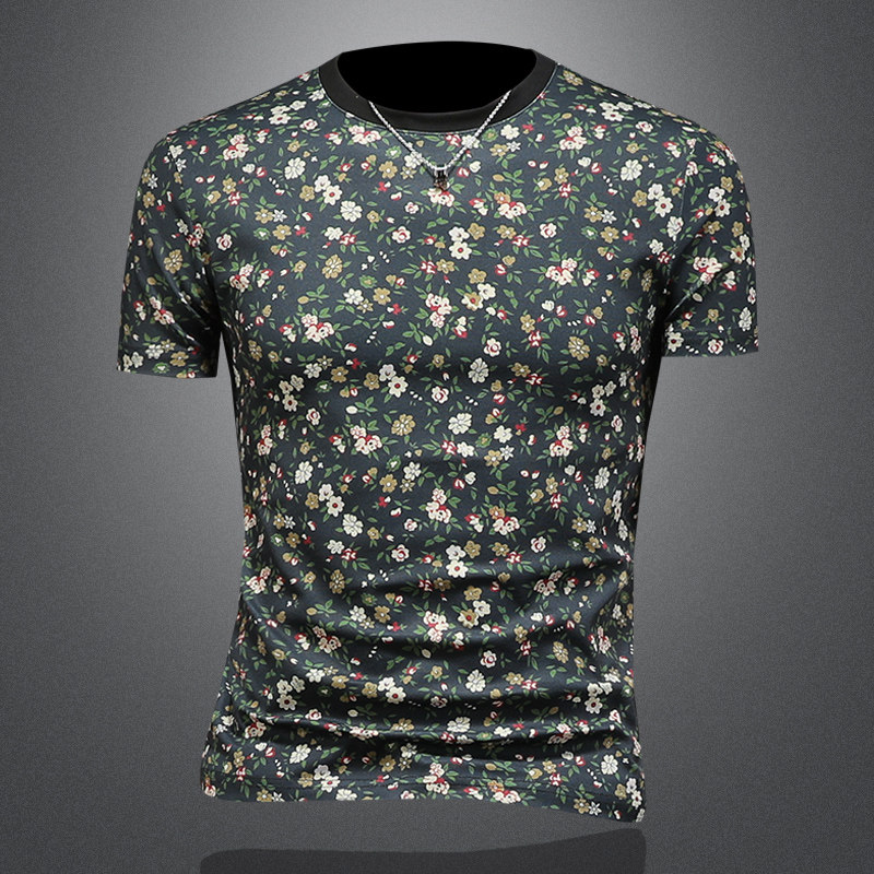 2026花色男士圆领短袖T恤-D252-2982P60镂空图，男装T恤，电商D252