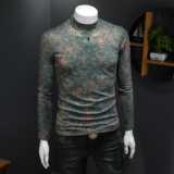2025冬款花色男士高领打底衫-电商D252-8131P85假模，男装T恤，电商D252