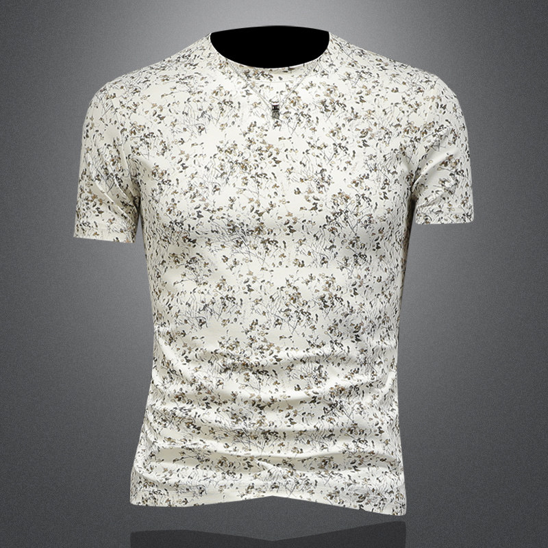 2026夏款花色男士圆领短袖T恤-D252-2970P60镂空图，男装T恤，电商D252