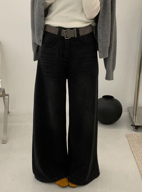 DA JIN.ROOM韩版复古高腰直筒阔腿牛仔裤女冬季复合绒拖地裤68389