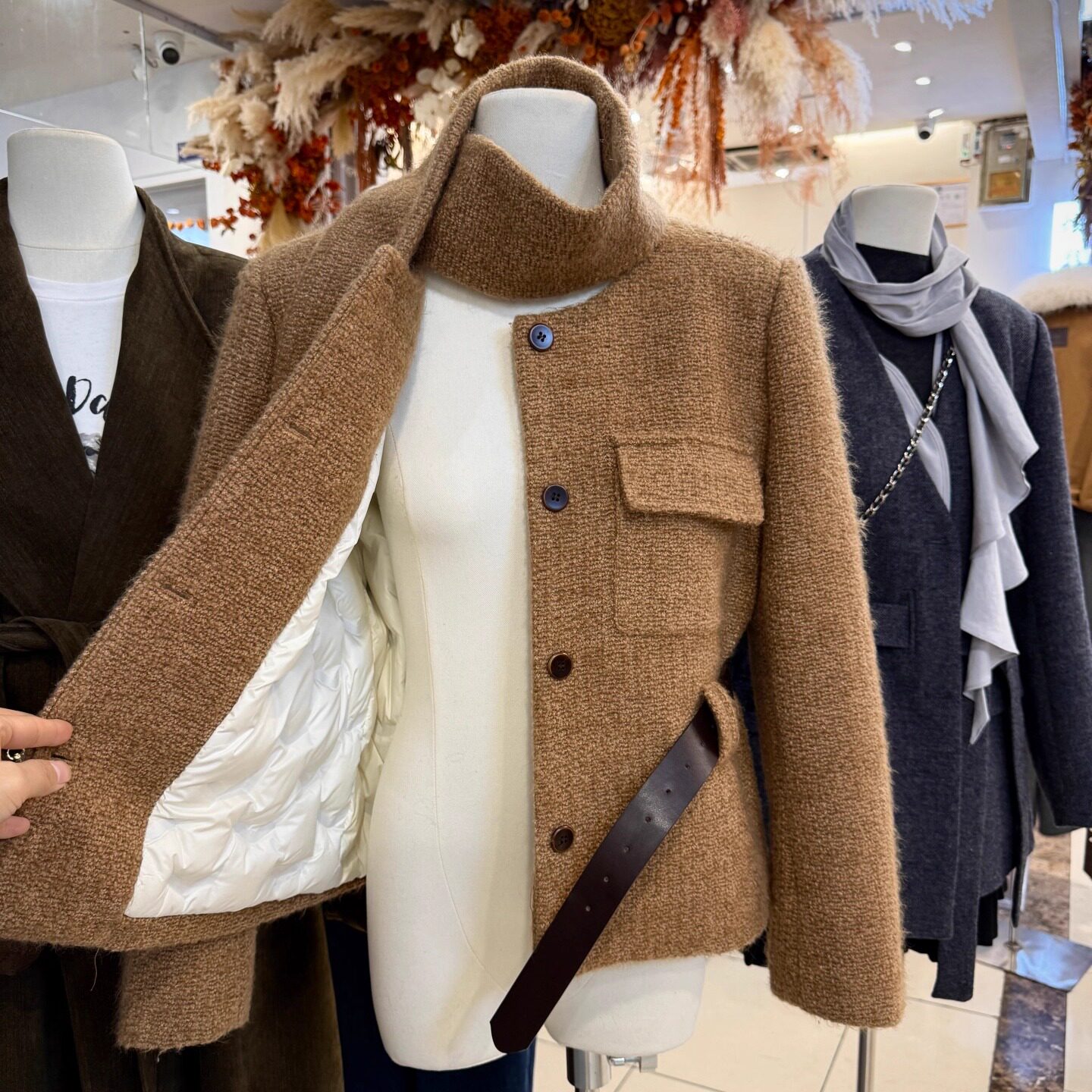 小香风短款内胆羽绒毛呢外套女