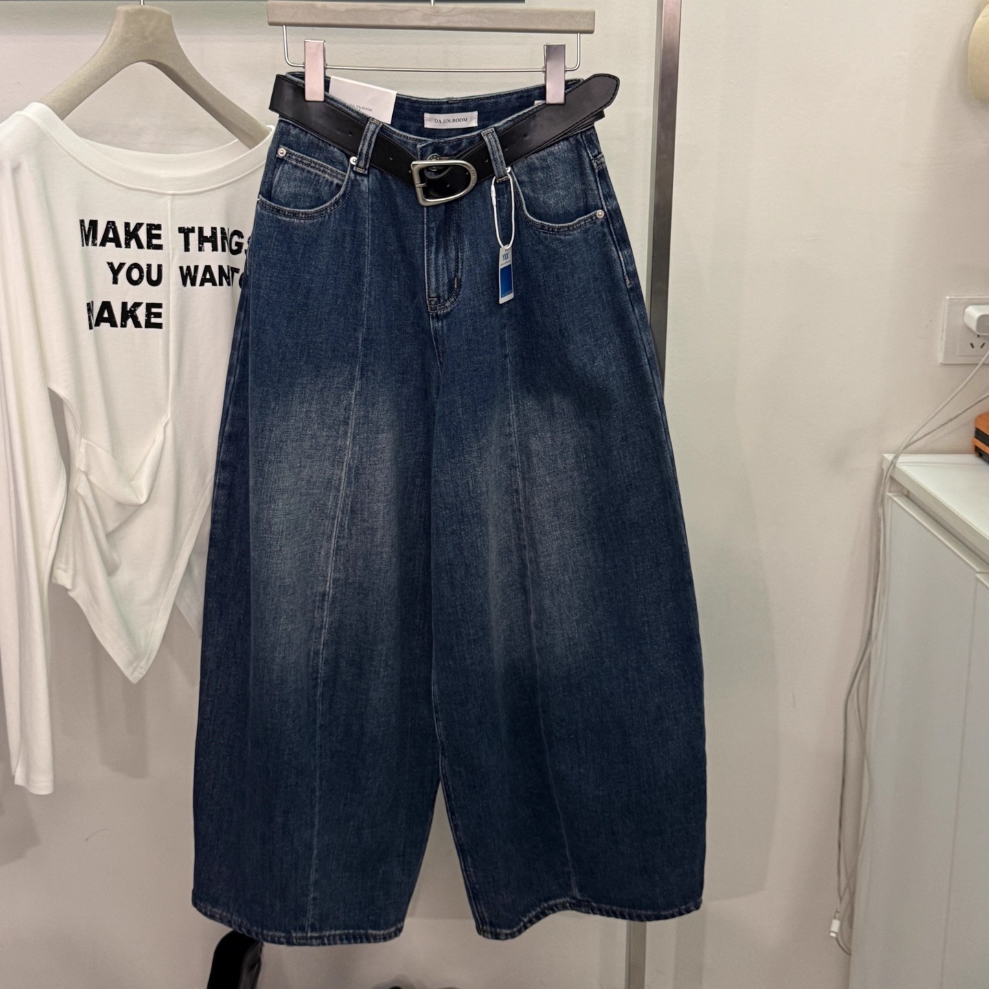 慵懒风抓毛阔腿九分灯笼裤