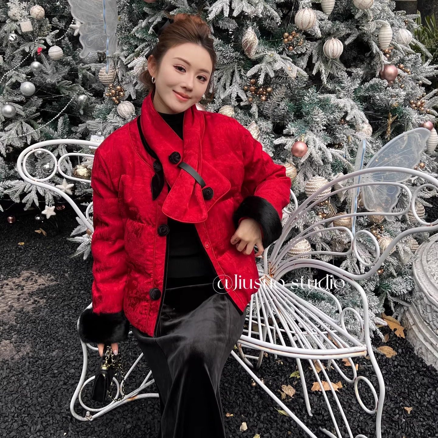 氛围感围巾时尚圆领90白鸭绒外套