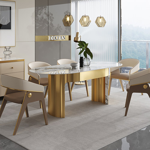 迪芬家居轻奢岩板餐桌2022年新款