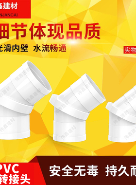 PVC万向直接360旋转弯头0-45度管箍排水管件下配件50 75 110 160
