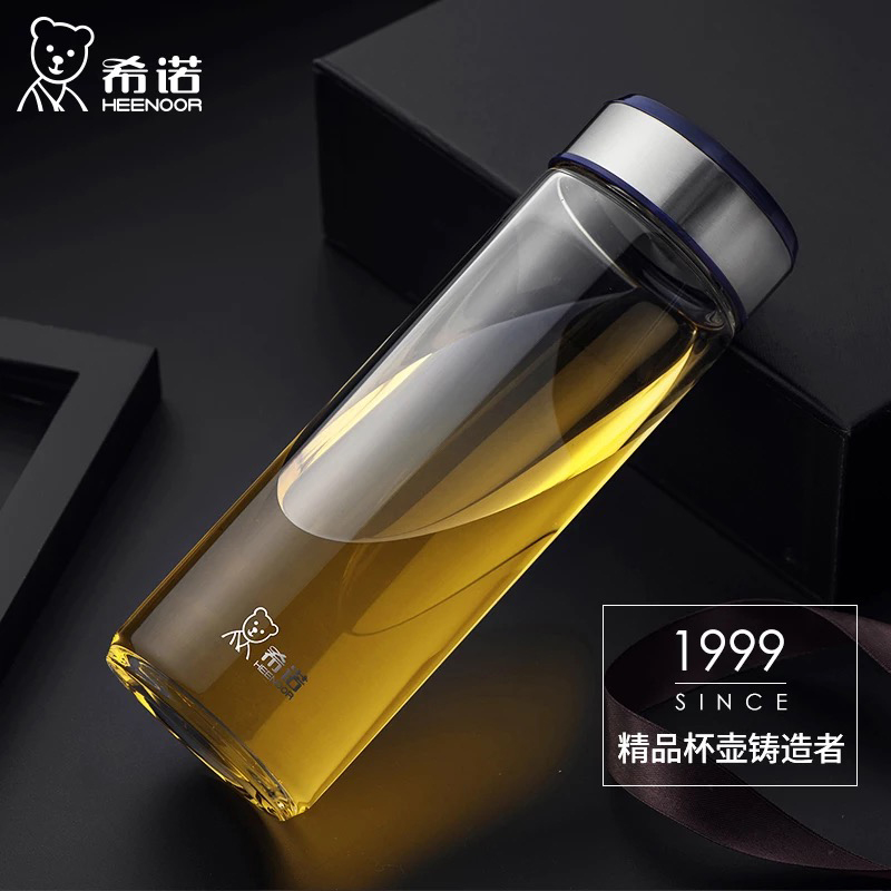 希诺单层加厚带盖透明车载玻璃杯