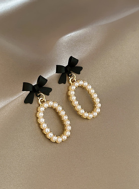 奥特莱斯品牌折扣店撤柜清仓黑色蝴蝶结耳环outlets女配饰six