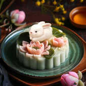 月兔月饼慕斯模具DIY中秋节冰皮月饼手压印模冰淇淋果冻布丁磨具