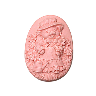 手工皂模具牛油面包蛋糕烘焙模具石膏香皂肥皂食品级硅胶花园小猪