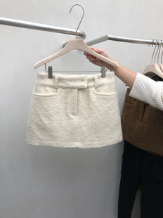 韩国东大门半身裙2025秋冬新款 气质小香风毛呢短裙女毛绒包臀裙