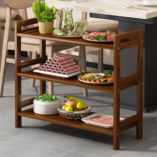 火锅店菜架子多层商用摆蔬菜盘饭店厨房专用置物架放菜储物实木架