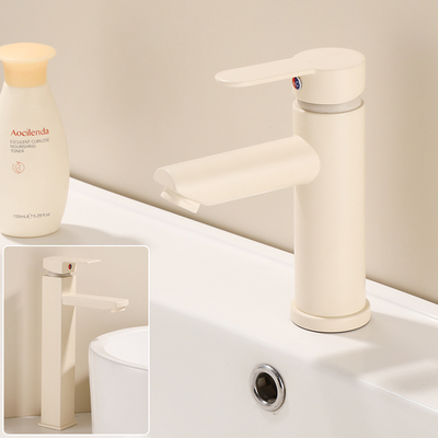 欧之卓奶油白台上盆水龙头局部铜