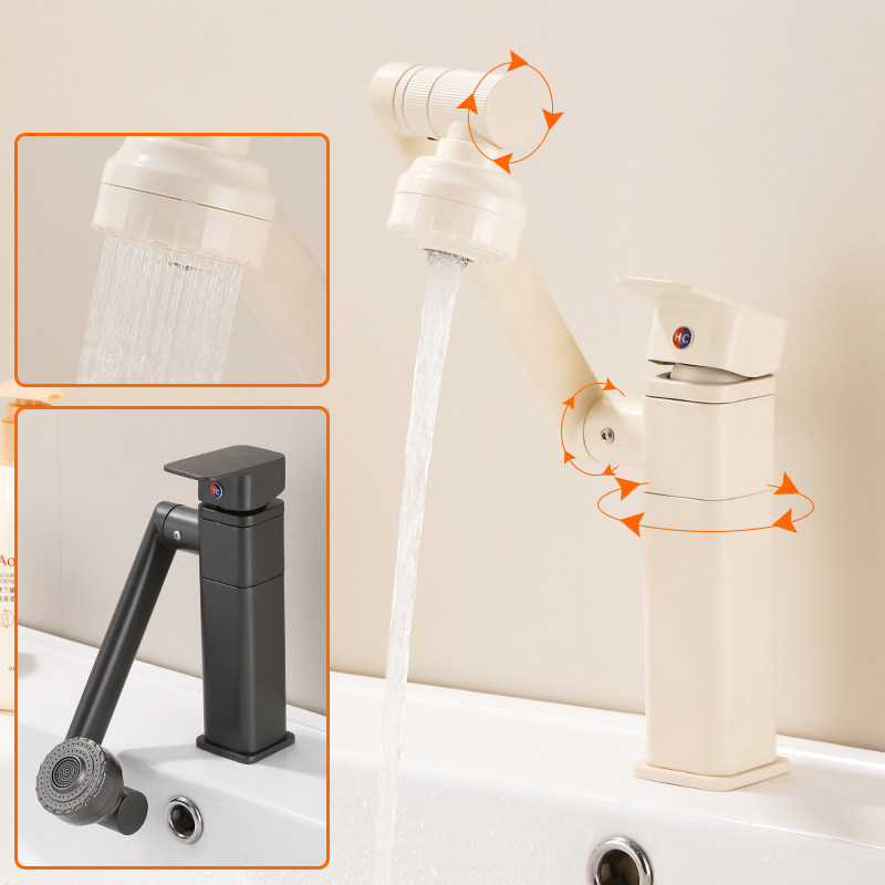 奶油白招财猫冷热可旋转洗脸盆水龙头 卫生间家用台下盆龙头浴室,家装主材,面盆龙头,淘宝优惠券,粉丝福利购,淘宝优惠卷