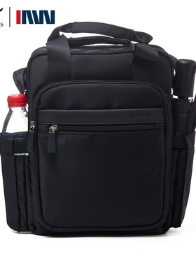 七匹狼男士斜挎包黑色商务多功能大容量手提单肩包防水牛津布侧袋