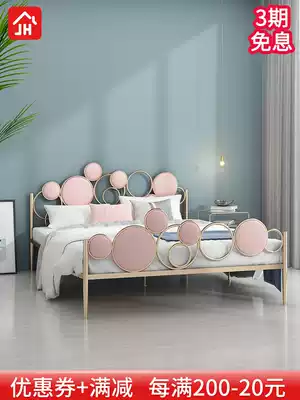 Modern simple and environmentally friendly Nordic ins Net red bed light luxury apartment iron bed gold double bed minimalist 1 8 m bed