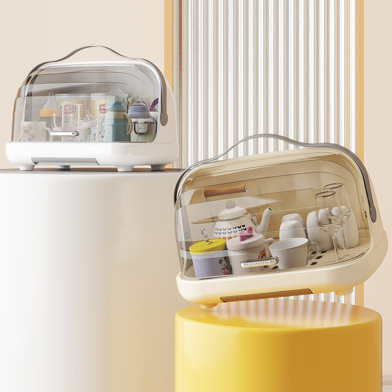 茶具茶杯收纳盒防尘透明公道杯盖碗杯子置物架功夫茶壶带盖沥水篮,收纳整理,桌面收纳盒,淘宝优惠券,粉丝福利购,淘宝优惠卷