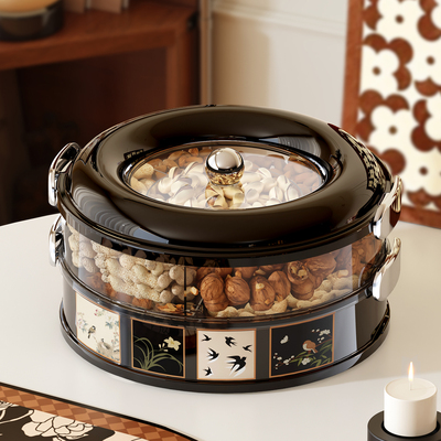 中古风旋转多层干果盘