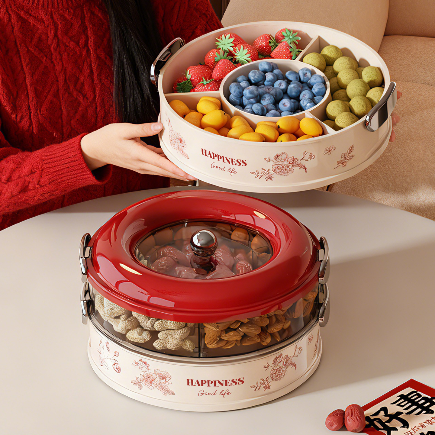 精致造型可旋转瓜子水果糖果盘