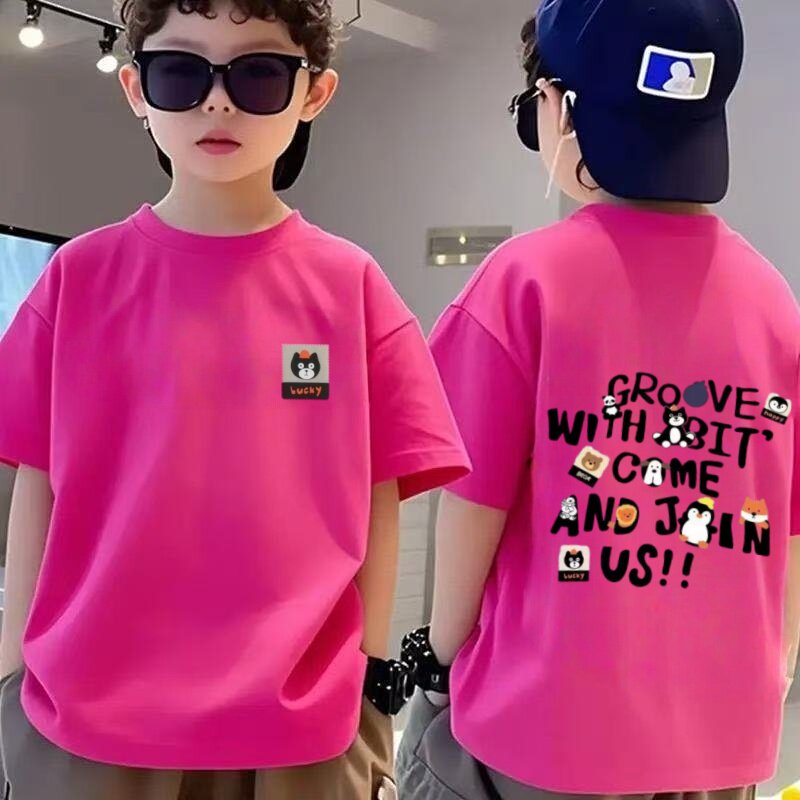 儿童纯棉短袖T恤夏2026新款男童潮帅气时髦炸街涂鸦印花圆领上衣