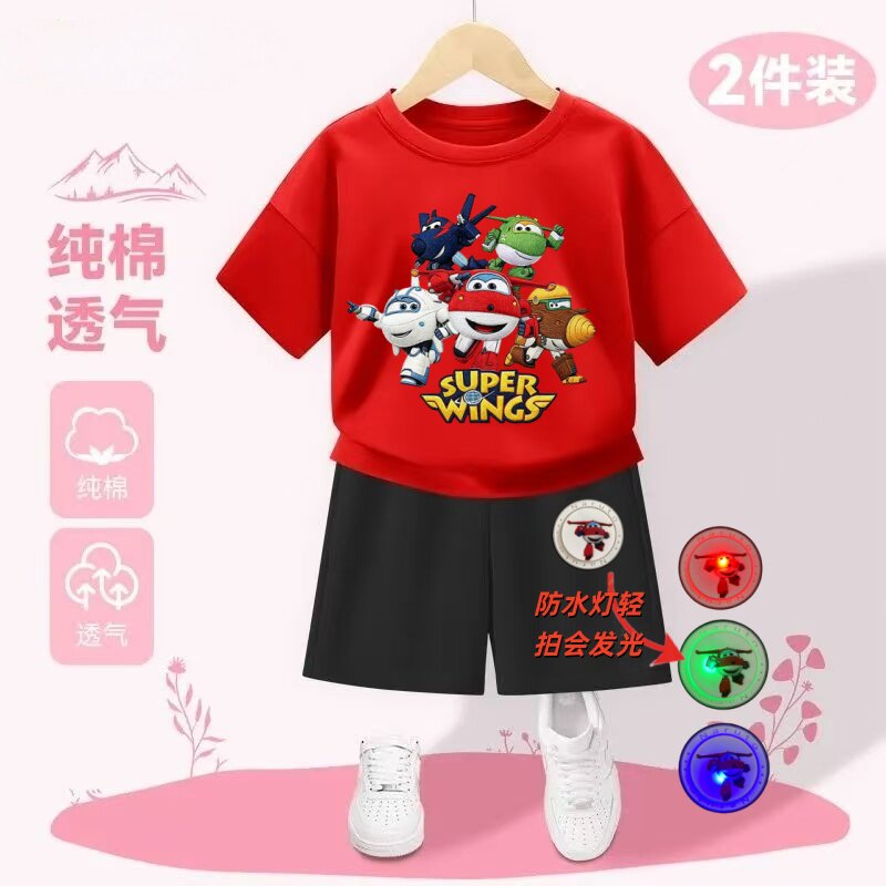 超级飞侠纯棉男孩短袖两件套