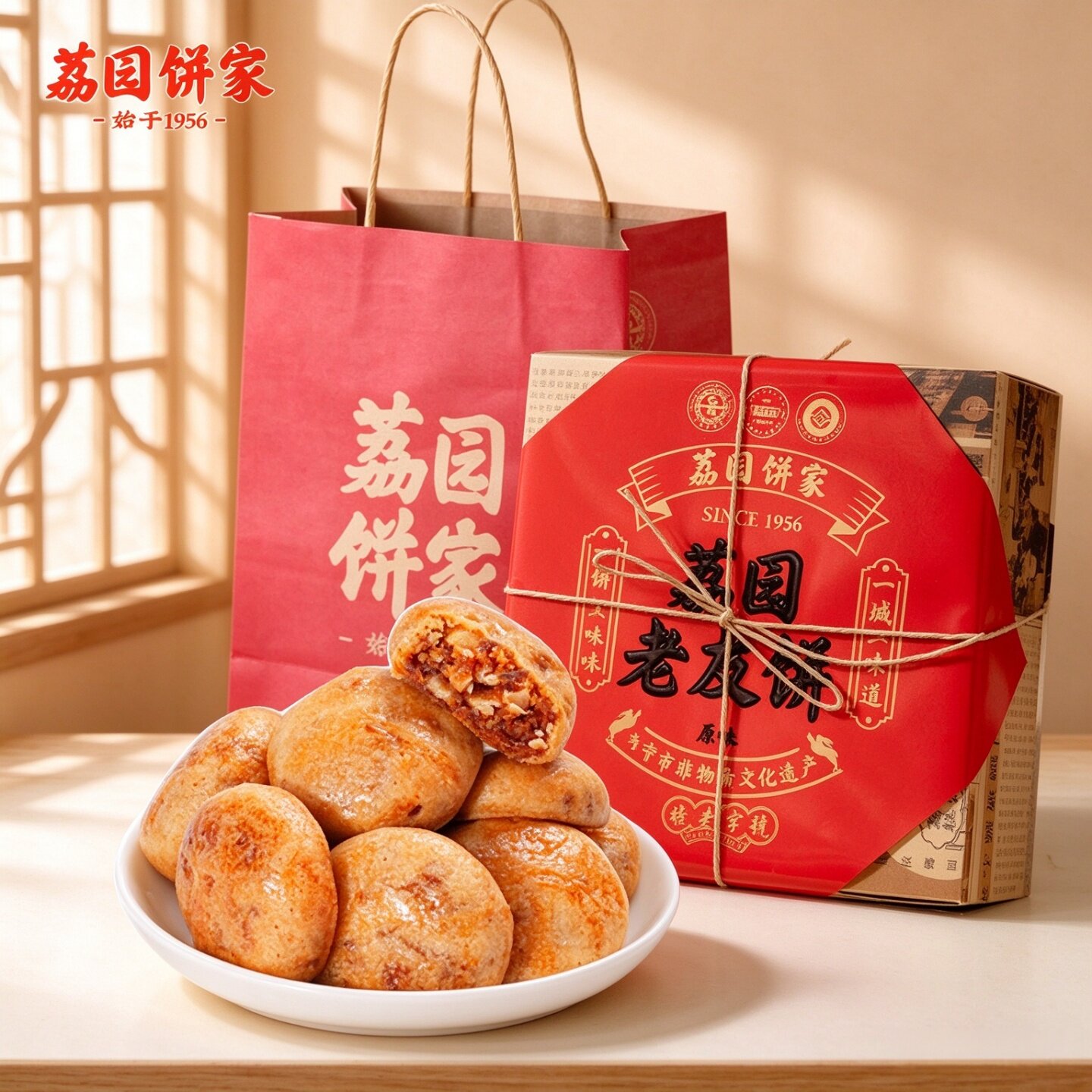 南宁荔园老友饼合桃酥复古礼盒