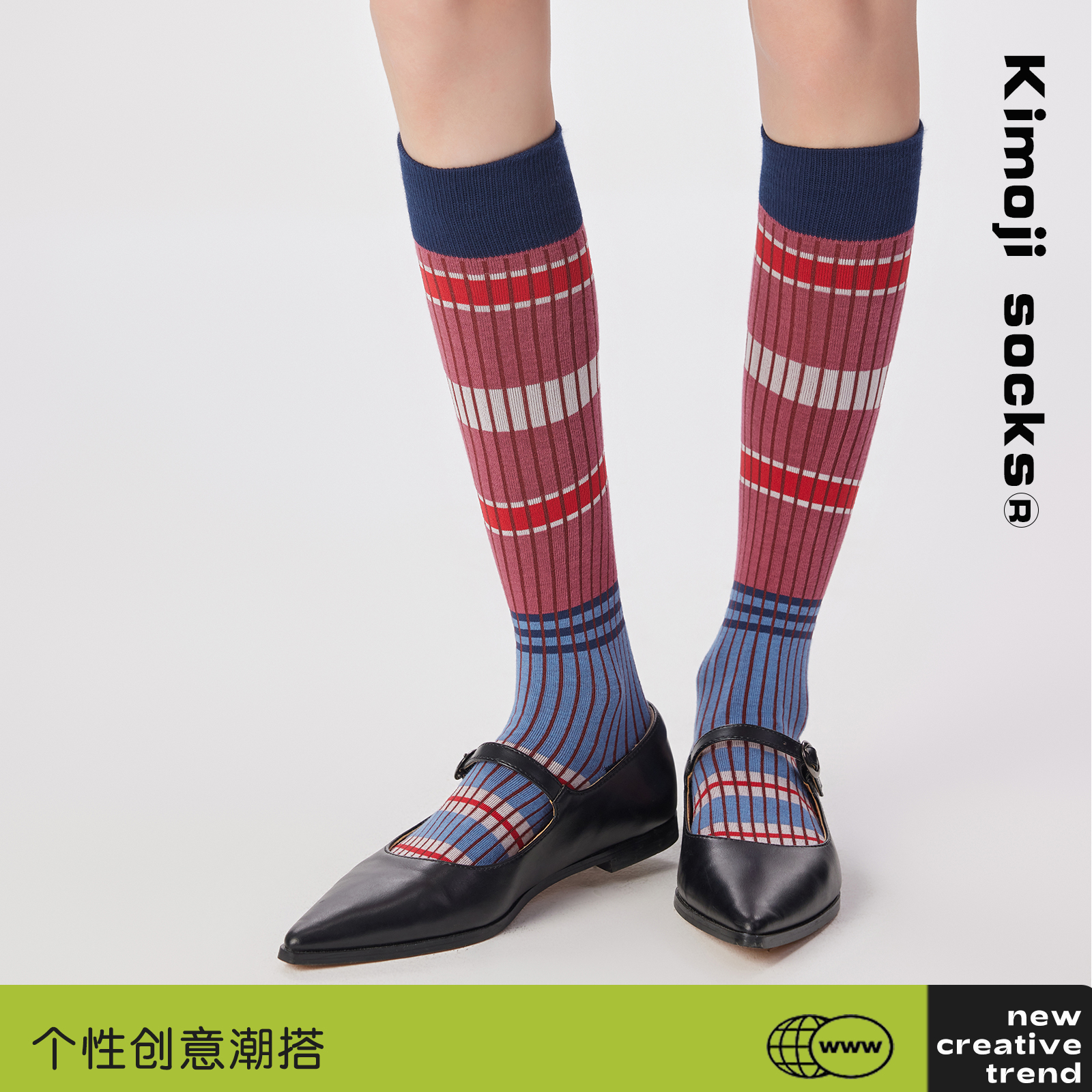 小腿袜女春秋纯棉中筒袜ins潮瘦腿微压学院风过膝运动显瘦长筒袜